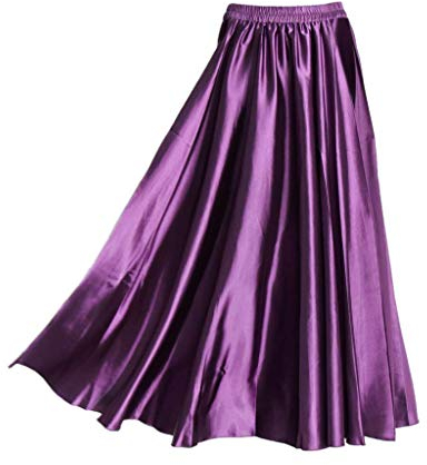 Tubayia Damen Bauchtanz Rock Tanzrock Maxirock Faltenrock Tanzkleidung für Latin, Flamenco, Tango (Lila)