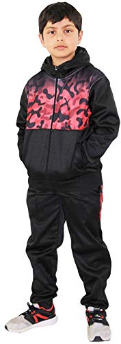 A2Z 4 Kids Girls Tracksuit Zipped Hooded Sweatshirt Top Bottoms - T.S 309 Camo Red 11-12