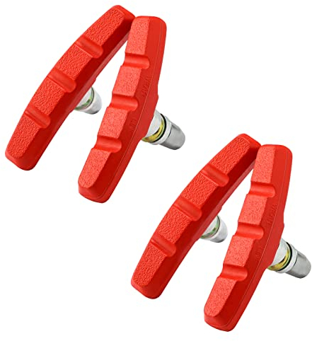 SOMMET 2 pairs V Bike Brake Pads with Hex Nuts and Spacers V Bicycle Brake Blocks Set 70 mm (Red)