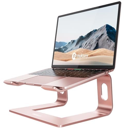 Nulaxy Laptop Stand, Ergonomic Aluminum Laptop Computer Stand, Detachable Laptop Riser Notebook Holder Stand Compatible with MacBook Air Pro, Dell XPS, HP, Lenovo More 10-15.6” Laptops - Rose Gold