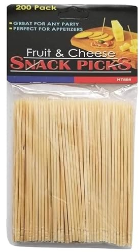 Holzspieße, 9,5 cm, Naturholz, ideal für Obst und Käse, 200 Stück 200 Pack