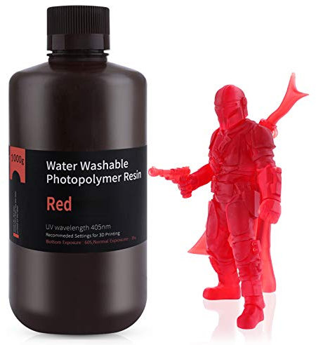 ELEGOO Résine Lavable à l'eau pour Imprimante 3D LCD UV 405nm Résine Photopolymère, Rouge 1000G