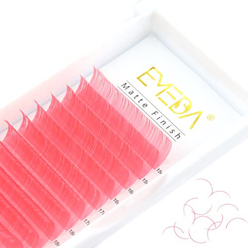 Extensions de cils roses EMEDA Cils plats Extensions de cils clairs violets colorés 0,07 mm D Curl 9-15 mm Mixte Mat Individuel Utiliser des extensions de cils (0,07 mm D 9-15 mm rose)