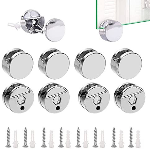 Miroir Clips, 8 Pièces Support d'Étagère En Verre En Alliage De Zinc, Fixations De Miroir Pour La Fixation Des Miroirs En Verre