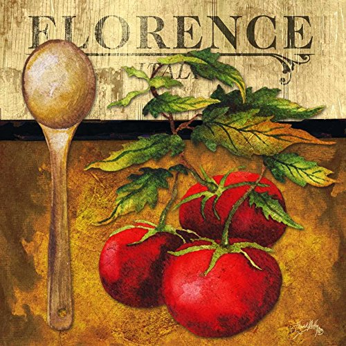 ART-CANVAS-estirado-en-BARRAS DE MADERA Cocina III Medley Elizabeth - Cocina Cuadrada Imagen Cocina Cocina Cocina Italiana Tomate Utensilios Cuchara Florencia Fine Art Print 30_X_30_in