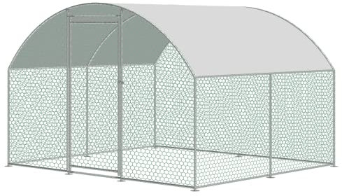 KCT Large 2.5 x 3m Walk in Galvanised Chicken Run Hen Coop Poultry Outdoor Bird Cage Rabbit Dog Cat