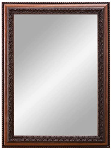 Online-GalleryKing Espejo de pared a medida, 100 x 80 cm, marrón, barroco, shabby vintage, para pasillo, baño, salón, dormitorio, marco de espejo OGK-EH06