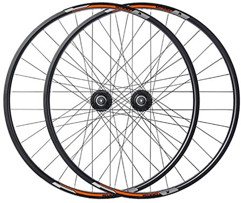 HSQMA 27.5 Zoll MTB Laufradsatz Scheibenbremsen Mountainbike Felge Fahrrad Laufrads Schnellspanner Laufrad 32 Loch Nabe Für 7/8 Geschwindigkeit Schraub Flywheel (Color : Orange)