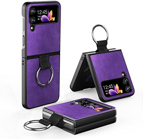 Cresee Custodia con anello per Samsung Galaxy Z Flip 4, viola