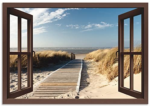 ARTLAND Wanddeko Wandbild Alu Verbundplatte für Innen & Outdoor Bild 100x70 cm Landschaften Fensterblick T5RP