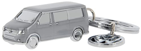 BRISA VW Collection - Volkswagen 3D Metall-Schlüssel-Anhänger-Ring-Schlüsselbund-Accessoire im T5/T6 Bulli Bus Design (Classic Bus/Grau)
