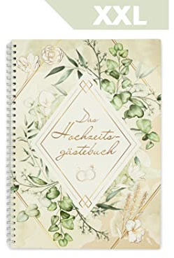 KOCHDIALOG XXL Gästebuch Hochzeit -Greenery– Gästebuch zur Hochzeit mit lustigen Fragen im Innenteil zum Ausfüllen, langlebiges Hardcover Hochzeitsgästebuch Hochzeitsbuch mit 84 Seiten für 75+ Gäste
