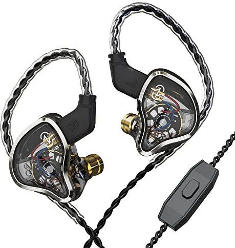CCZ Warriors Auricolari In-Ear NEX 3BA 1Dd Cuffie IEM In Ear Monitor con Design Staccabile Cavo 2PIN 4N OFC per Cantante di Palcoscenico Musicista（argento, con microfono）