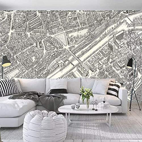 Custom 3D Photo Wallpaper Vintage Black And White City Street Map Mural Photo Large Poster Living Room Bedroom Tv Background Wall Home Decoration Peel And Stick Children'S Room Wall Art 157X 110