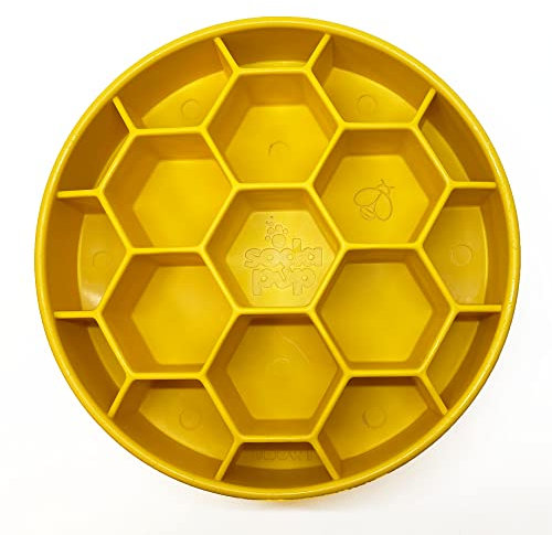SodaPup Honeycomb Enrichment Bowl – Durable Slow Feeder Bowl Made in USA from Non-Toxic, Pet-Safe, Food Safe Material for Mental Stimulation, Slowing Down Eating, Healthy Digestion, & More