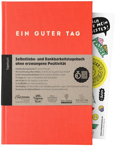 Ein guter Tag, Selbstliebe- und Dankbarkeitstagebuch 2024, A5, Koralle