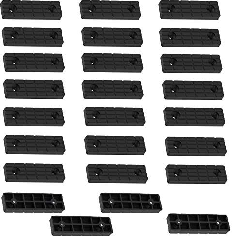 AERZETIX - C65813-25 Stück Möbelgleiter/Füße 56x16x7 mm aus Kunststoff zum anschrauben, rechteckig - Farbe schwarz - Tisch Schrank kommode wandschrank Bett keil zubehör bodenschutz höhe