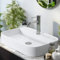EMKE Waschbecken Aufsatzwaschbecken - Hängewaschbecken für Badezimmer & Gäste-WC - 70 × 40 × 11 cm Keramikwaschbecken Weiß