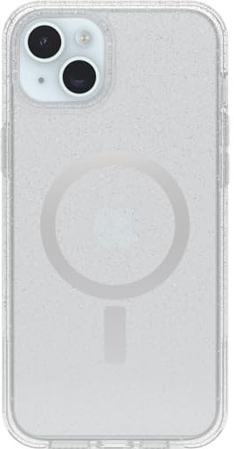 OtterBox iPhone 15 Plus and iPhone 14 Plus Symmetry Series Clear Case - STARDUST (Clear/Silver), snaps to MagSafe, ultra-sleek, raised edges protect camera & screen