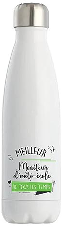 Gourde Isotherme Moniteur d'auto-école meilleur de tous les temps | Bouteille Thermos Idée Cadeau Humour Collègue famille Homme Anniversaire Noël