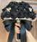 Sharebeauty 21,1 cm handgefertigter Satin-Rosenstrauß für Brautstrauß, rund, Hochzeitsstrauß, Überwurf, künstlicher Blumenstrauß, Schwarz