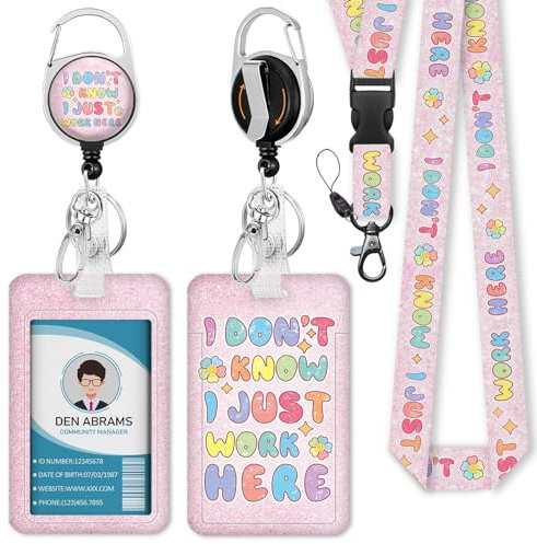 Piefly Cordons pour badges d'identité, joli porte-badge avec bobine rétractable, porte-clés amusant pour travail, porte-nom et porte-nom vertical, pour femme, infirmière, médecin, enseignant, étudiant