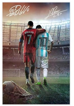 GeDiz Messi Ronaldo Poster auf Leinwand, Wandkunst, Dekordruck, Bild Gemälde für Wohnzimmer, Schlafzimmer, Dekoration, ungerahmt, 30 x 45 cm