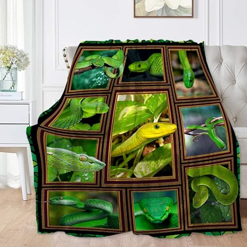 Snake Throw Blanket for Adults & Kids - Soft Flannel Plush for Snake Lovers - Home Decor for Bed, Couch, Outdoor & Camping - 60X50 - M