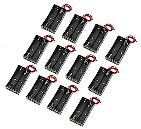 AOKWAWALIY AA batterihållare 12 stycken 2 trådbundet batterifack batterihållare batterifack för 1,5 V Aa-batteri med linje kabelansluten batterihållare för elektronik