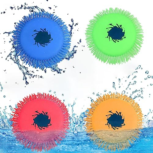 Sunshine smile 4 Stück Wasser Frisbee,Wasserfrisbee Splash,Wasser-Wurfscheibe aus Schaumstoff und Silikon Ø 17 cm,Splash Disc,Splash Flyer,Wurfscheibe Wasserspielzeug,Wasserspielzeug Pool für Kinder