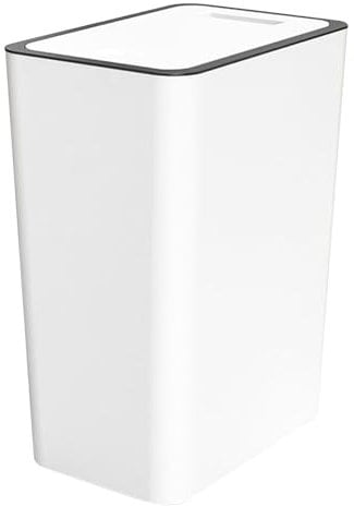 Hiraith Poubelle à Pression avec Couvercle, capacité de 15l, Poubelle en Plastique pour Salle de Bains, Toilettes, Cuisine, Blanche