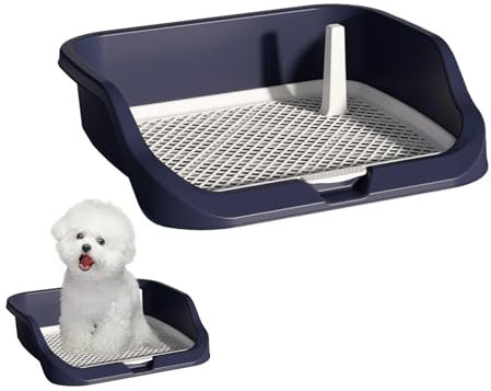 Inodoro de Entrenamiento para Mascotas con Rejilla, Caja de portátil para Perros con Poste, Orinal Interior para Perros con Salpicaduras, para Interior de Porche, Piso, Orinal de Entrenamiento,