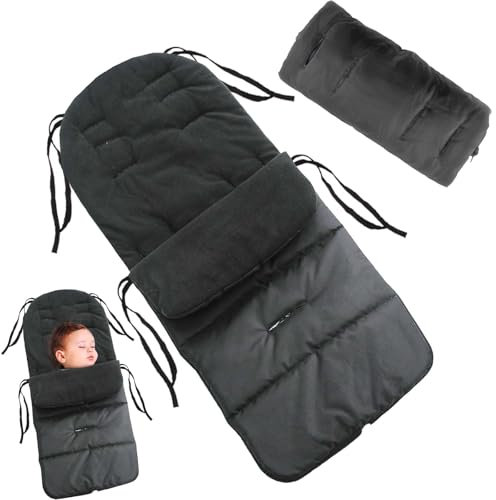 Baby Fußsack Kinderwagen, SilverChry Babyschale Einlage, Babyschale Regenschutz, Decke Kinderwagen, Fusssack, Fußsack für Autositze, Schlafsack-einlage, Winter Fußsack für Kinderwagen Buggy (Schwarz)