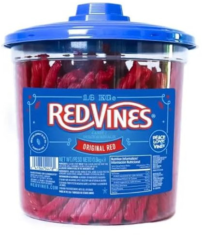 Red Vines Original Twists, 1.6kg Classic Soft & Chewy Halloween Party Snack Jar