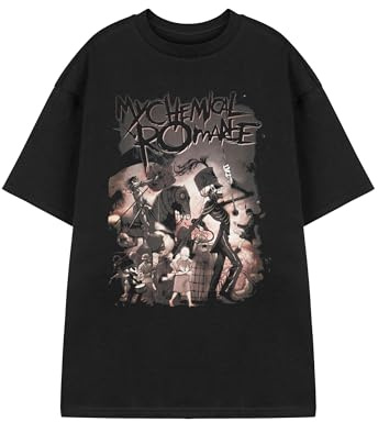 My Chemical Romance Unisex-T-Shirt, kurzärmelig, Rosen-Grafik-T-Shirt für Teenager und Erwachsene, Band-Logo, Rockmusik-Bekleidung, alternatives Punk-Merchandise-Fangeschenk, Schwarz