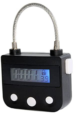 CosyCaya Bloqueo de Metal con Temporizador USB Pantalla LCD Metal ElectróNico Recargable Temporizador Candado MultifuncióN Negro