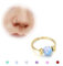 BodyBonita Opal Dünne Nasenringe Creolen – 24G 316L Chirurgenstahl Nasenpiercing Schmuck Blauer Opal 7mm Gold