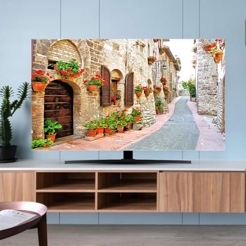 Hixingo Cubierta Antipolvo para TV, 32-80 Universal Funda para Televisor Elástico Protector para Smart TV, Paisaje Cubierta de Televisión Pantalla de Funda (75(175x100cm),Calle)