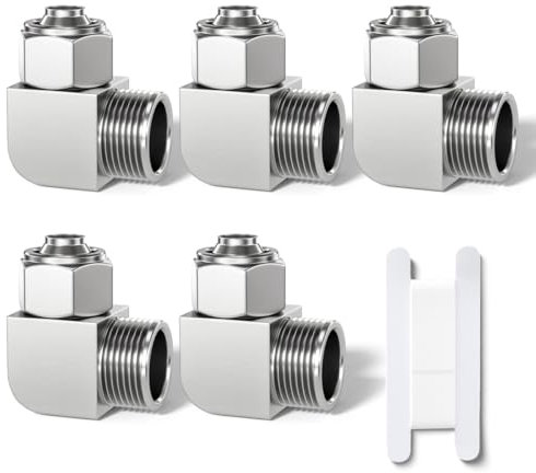 Bwintech 5 pezzi 8mm tubazione OD x 3/8” filettatura BSP maschio 90 gradi gomito spingere per bloccare tubo dado collegare raccordo pneumatico, KPL8-03 adattatore linea aria veloce
