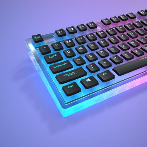 Xtroml Pudding-Tastenkappen, PBT-Tastenkappen, 129-Tasten-Set, benutzerdefiniertes Tastenkappen-Set, Shine Through-Tastenkappen, OEM-Profil, universelle Kompatibilität für 100%, 75%, 65%, 60%,Black