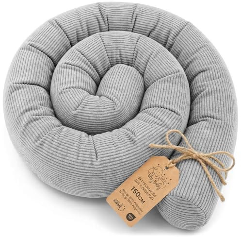 Totsy Baby Seitenschläferkissen Bettschlange Body Pillow 150 cm Cordstoff - Kopfkissen lang Bettrolle Schlafkissen Nackenrolle Zertifikat Oeko-Tex Grau C