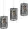 3 Pack of Industrial Metal Bulb Guard Drum Shaped Lampshades for Ceiling Pendant Lights, Indoor Easy Fit Wire Cages for Kitchen, Hallways (S6 - Brushed Silver)