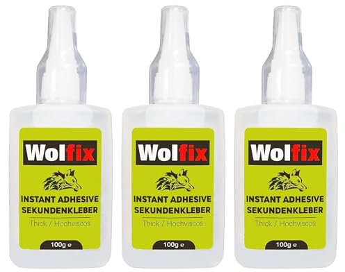 Wolfix Lot de 3 tubes de colle instantanée extra forte 100 g – Colle pour tissu, colle de montage, colle textile et colle céramique – Colle universelle pour réparations professionnelles – Colle idéale