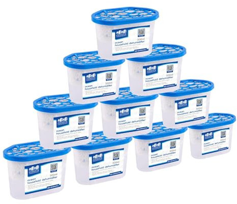 Harbour Housewares Interior Dehumidifiers - 500ml - Ocean - 10x Scented Home Wardrobe Anti-Mould Damp Condensation Absorber Moisture Trap Air Freshener