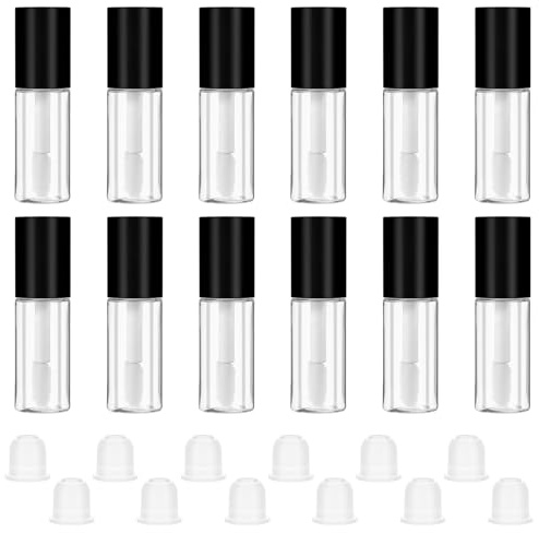 Oruola 12pcs Lip Balm Tubes Empty with Wand,Mini Lip Gloss Tubes,3ml Lipgloss Containers Empty for Lipstick Samples Lipgloss Making,Mini Lipstick Containers for DIY Travel Business Trip