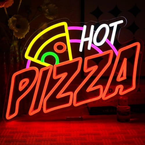 OYCGZV Pizza Neon Schild Lebensmittel Led Neonschild Wand Pizzerien Neon Sign USB Led Schild für Pizzeria Lebensmittel-LKWs Geschäft Küche Bar Restaurant Zuhause Party Fenster Dekoration