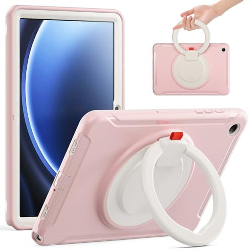 Custodie per Tablet PC Compatible with Samsung Galaxy Tab A9+/A9 Plus 11” 2024 Model (SM-X210/X216/X218) Case,Full-Body Protective Case Rugged Hybrid Bumper Protective Cover Handle Grip,Swivel Stand(P