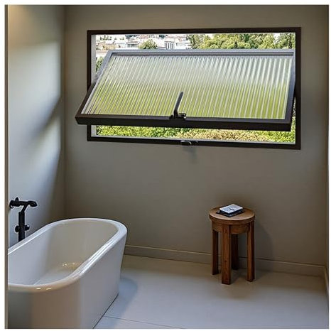 Finestra Finestra In Metallo Con Vetro Per La Privacy A Filo Con Guarnizione E Maniglia Di Bloccaggio, L 60 70 80 90 100 CM, Finestre Di Ventilazione Rettangolari Girevoli A 360°(Black,60X40CM/23.62X1