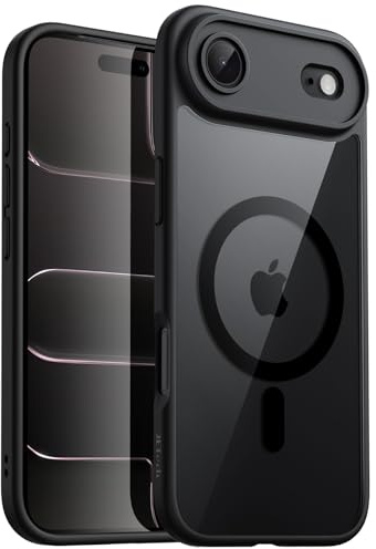 JETech Magnetic Case for iPhone Air Compatible with MagSafe, Shockproof Phone Bumper Cover, Solid Color Matte TPU Frame, Anti-Scratch Clear Back, 6.5-Inch Display (Black)