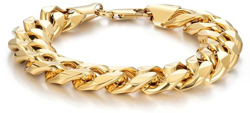 6mm/15mm Gold Cuban Curb Chain Bracelet, 6-9 Inch, PVD Gold Plated – Bling King London